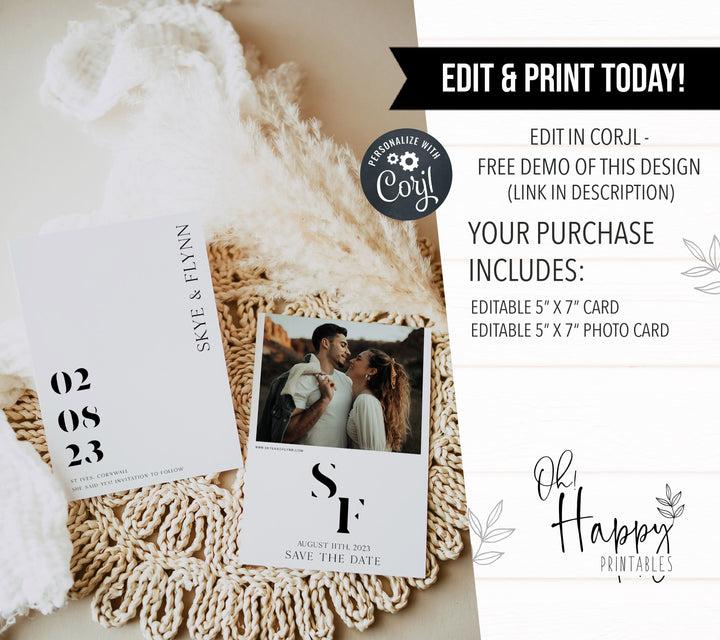 editable save the date invitation, printable save the date invitation, editable wedding invitation suite, editable wedding stationery, printable wedding stationery, modern wedding items, wedding save the dates