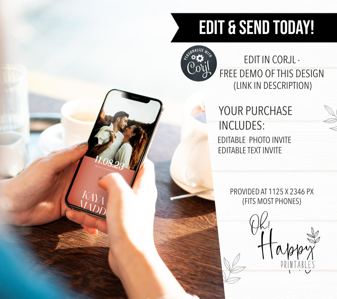 editable save the date, save the date, wedding stationery, dusty rose save the date