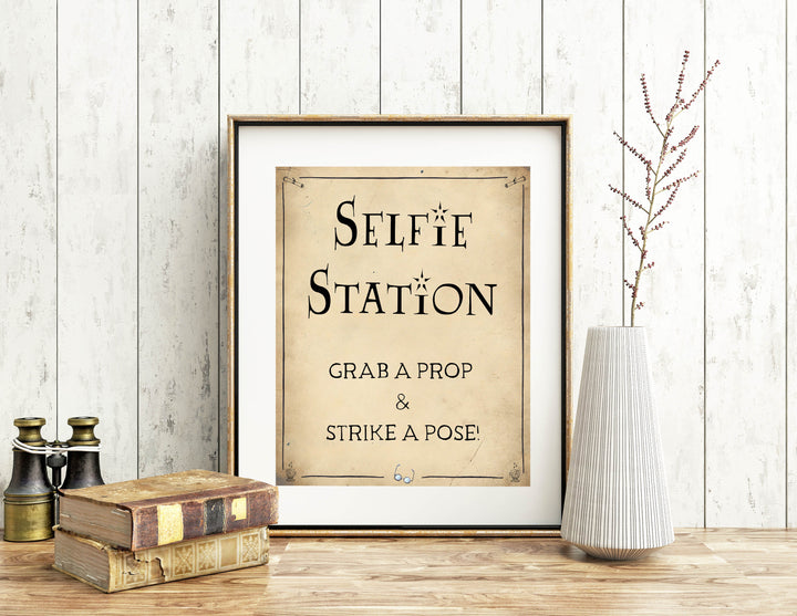 selfie station sign, selfie station prop sign, Printable bridal shower signs, Harry Potter bridal shower decor, Harry Potter bridal shower decor ideas, fun bridal shower decor, bridal shower game ideas, Harry Potter bridal shower ideas