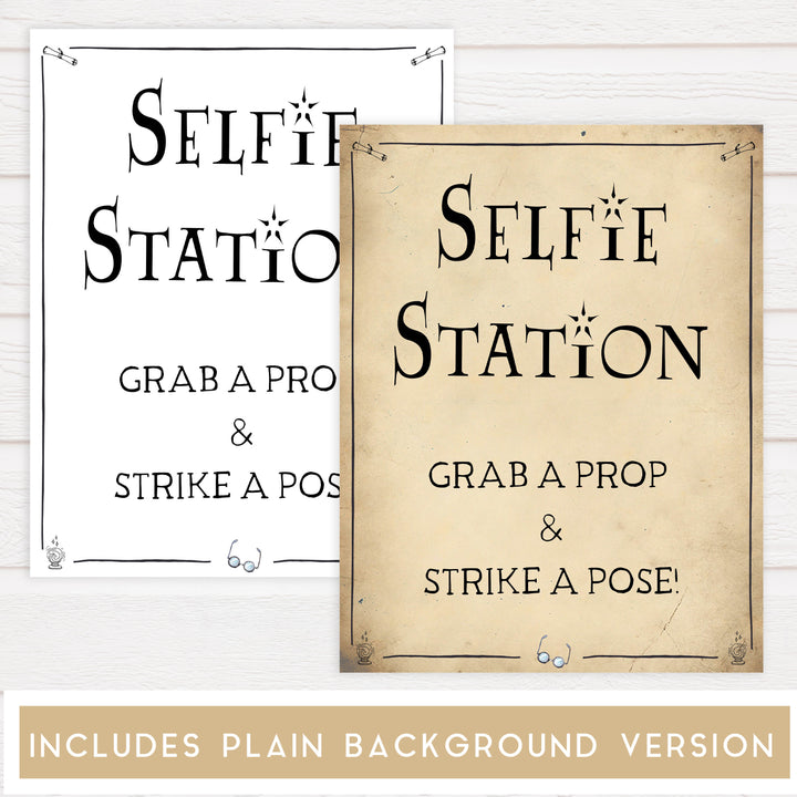 selfie station sign, selfie station prop sign, Printable bridal shower signs, Harry Potter bridal shower decor, Harry Potter bridal shower decor ideas, fun bridal shower decor, bridal shower game ideas, Harry Potter bridal shower ideas