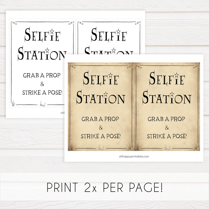 selfie station sign, selfie station prop sign, Printable bridal shower signs, Harry Potter bridal shower decor, Harry Potter bridal shower decor ideas, fun bridal shower decor, bridal shower game ideas, Harry Potter bridal shower ideas