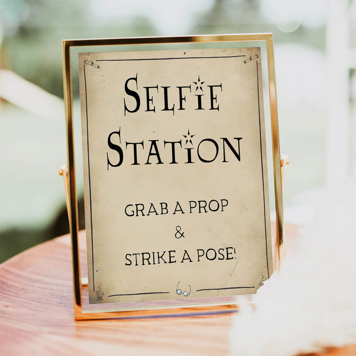 selfie station sign, selfie station prop sign, Printable bridal shower signs, Harry Potter bridal shower decor, Harry Potter bridal shower decor ideas, fun bridal shower decor, bridal shower game ideas, Harry Potter bridal shower ideas
