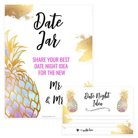 Date Night Jar Bridal Game - Gold Pineapple