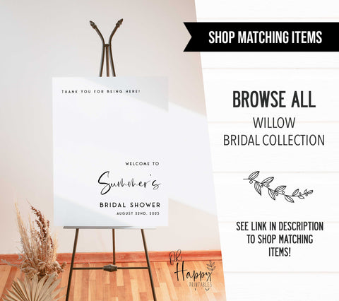 Fully editable and printable bridal shower guess the dress game with a modern minimalist design. Perfect for a modern simple bridal shower themed party