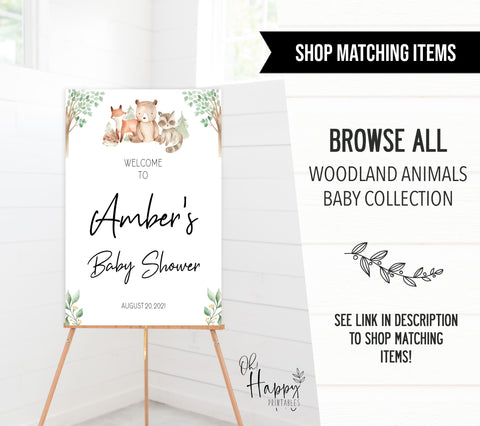 Woodland baby shower signs - Printable Party Supplies By Carmen