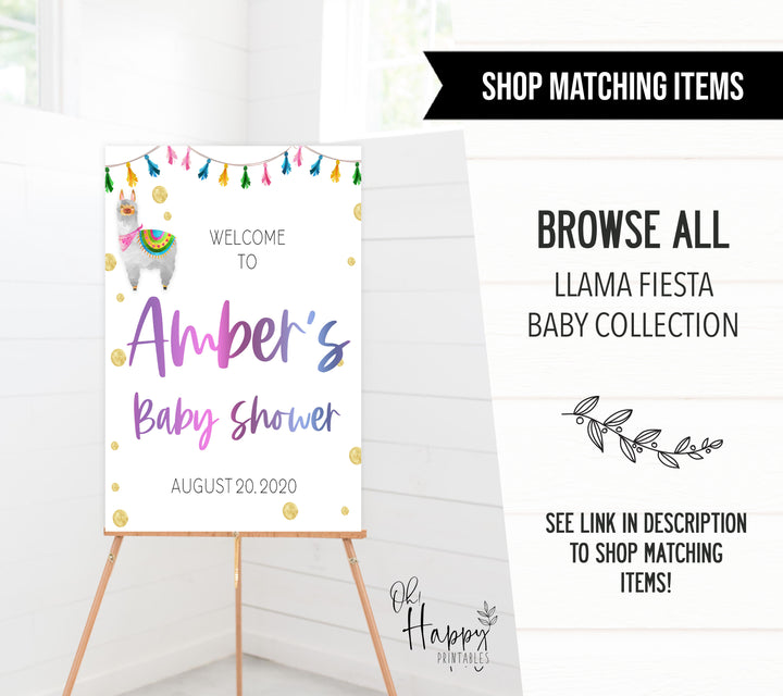 editable llama fiesta baby shower invitations, printable baby shower invitations, llama baby shower theme, llama baby shower invites
