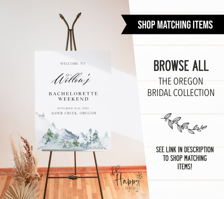 Fully editable and printable mountain cabin invitation with a mountain design. Perfect for a snowy cabin mountain bridal shower