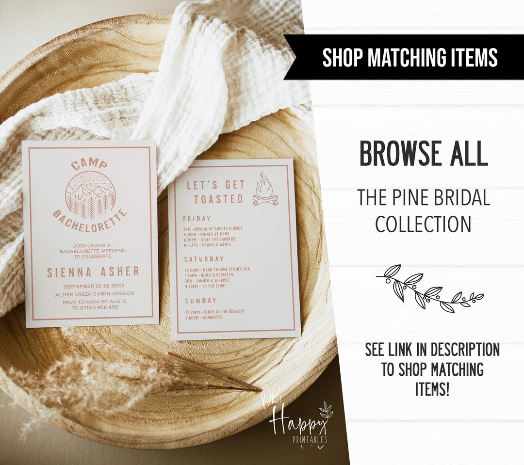 Camp Bachelorette Welcome Sign - Pine