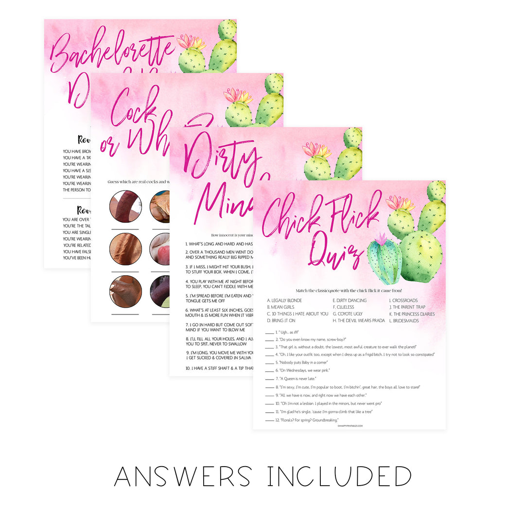 4 Bachelorette Party Games Bundle - Fiesta