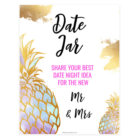 Date Night Jar Bridal Game - Gold Pineapple
