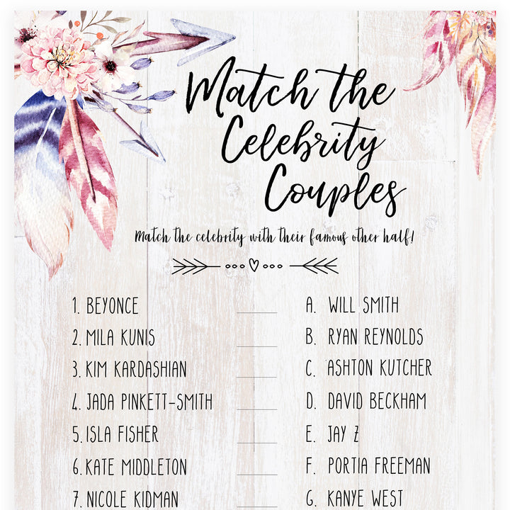 Match Celebrity Couples Game - Boho