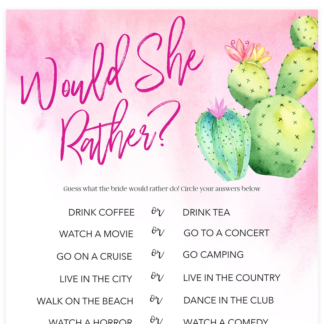 Would She Rather Bridal Game - Fiesta