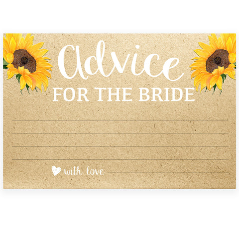 Advice for the Bride Cards - Sunflowers