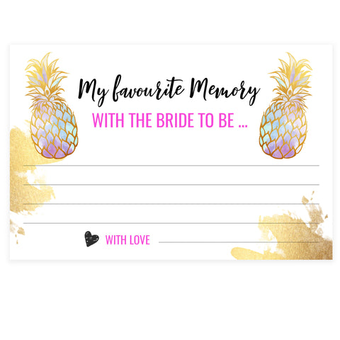 Favourite Memory with the Bride - Gold Pineapple