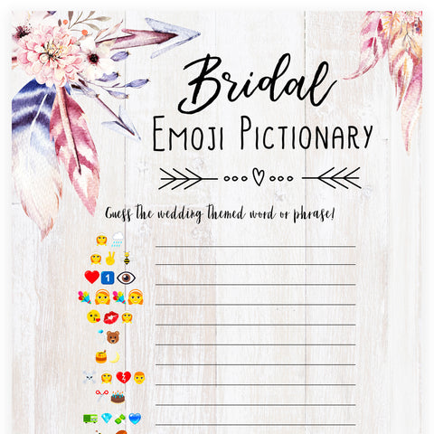 Bridal Emoji Pictionary - Boho