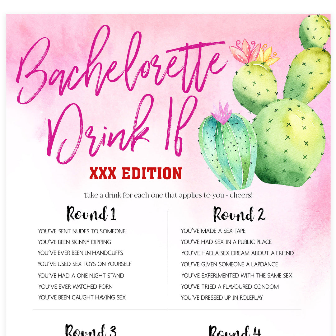 X Rated Bachelorette Drink If Game - Fiesta
