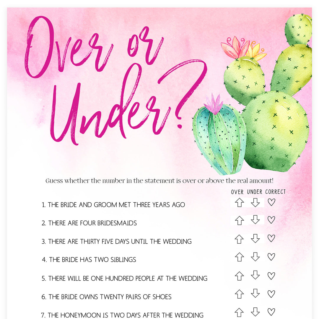 Over or Under Bridal Game - Fiesta