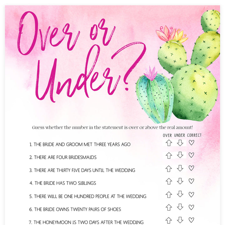 Over or Under Bridal Game - Fiesta