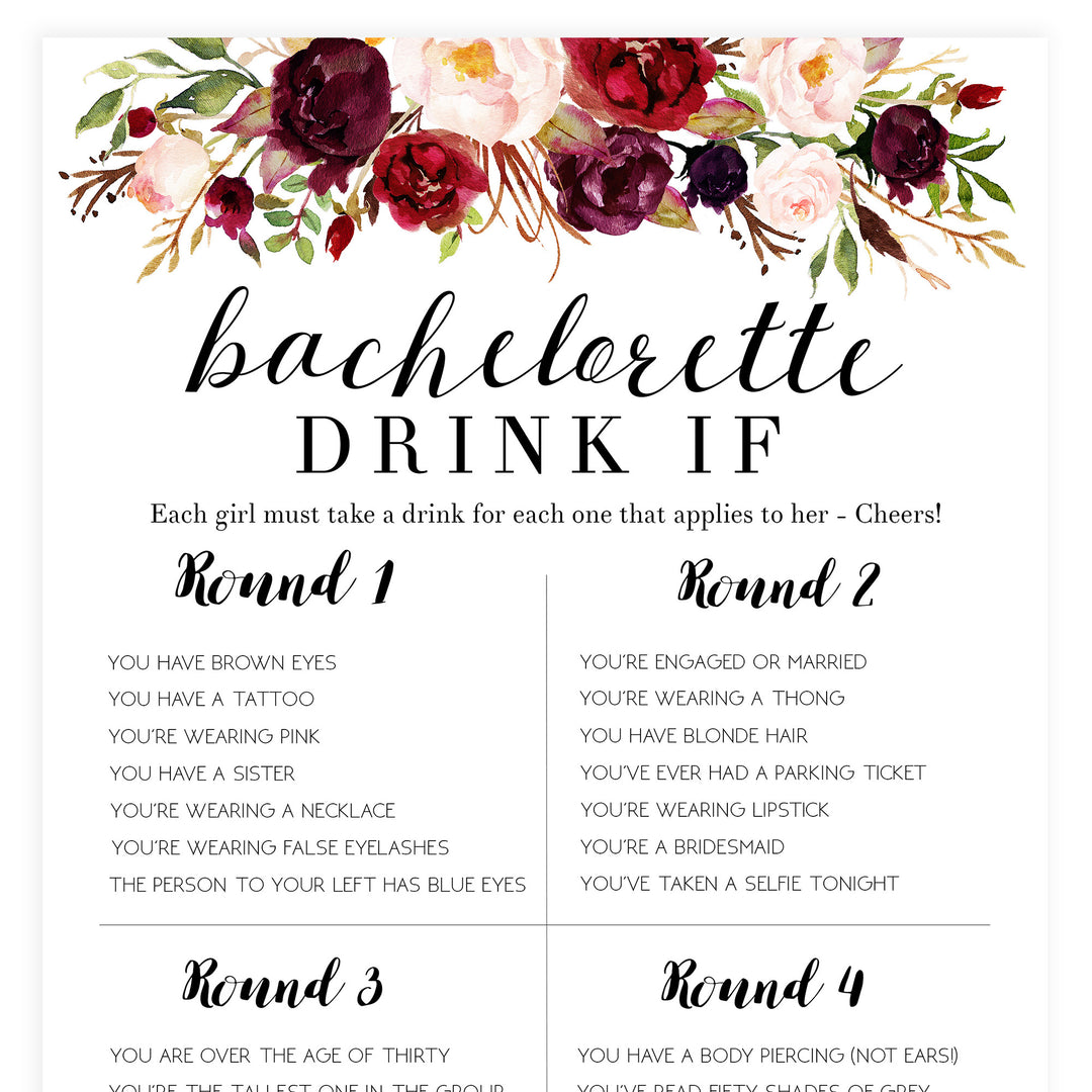 Bachelorette Drink If Game - White Marsala