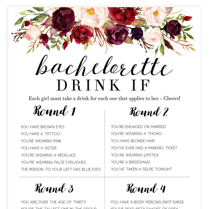 Bachelorette Drink If Game - White Marsala