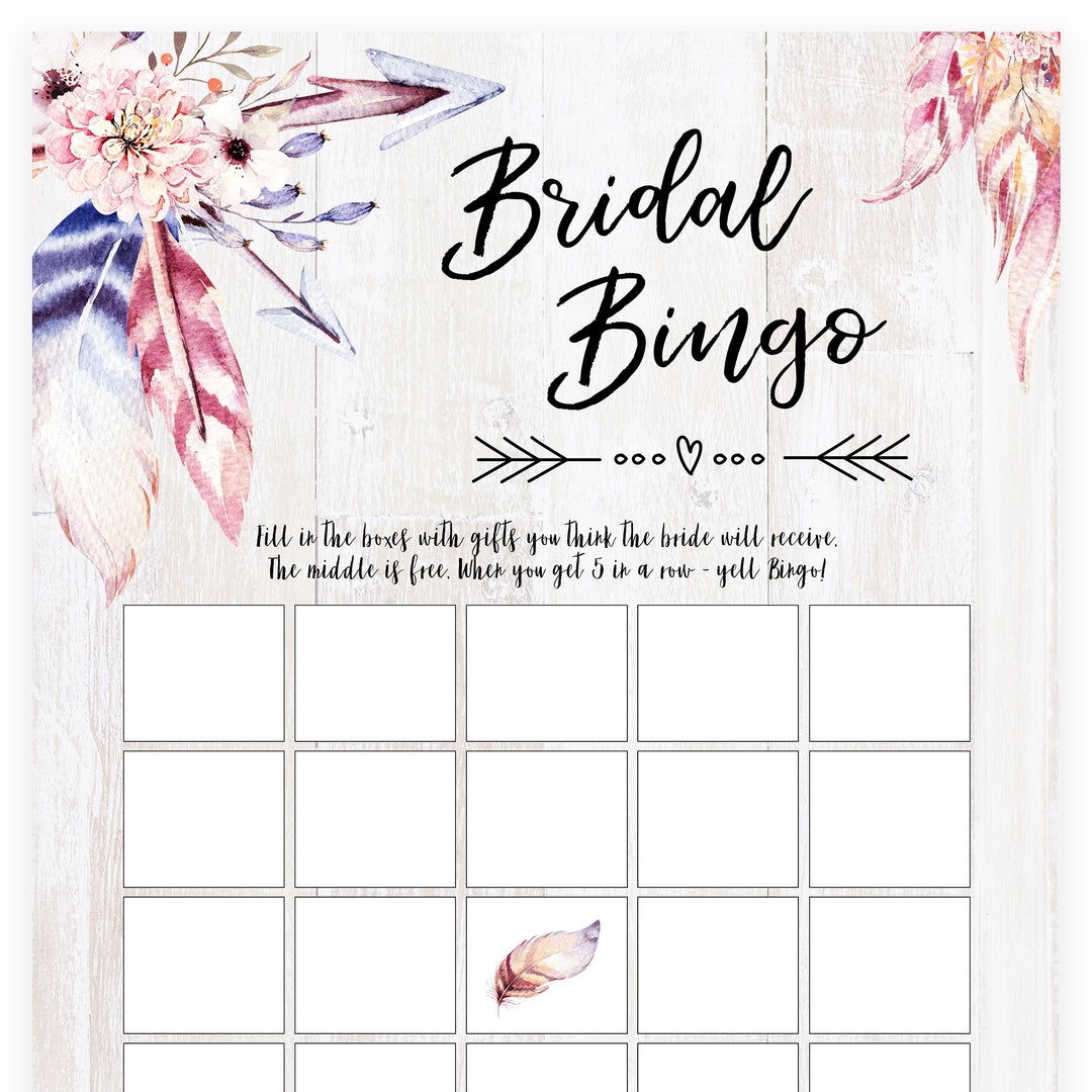 Bridal Bingo Game - Boho