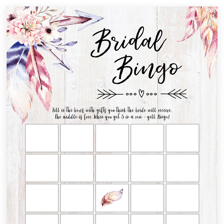 Bridal Bingo Game - Boho