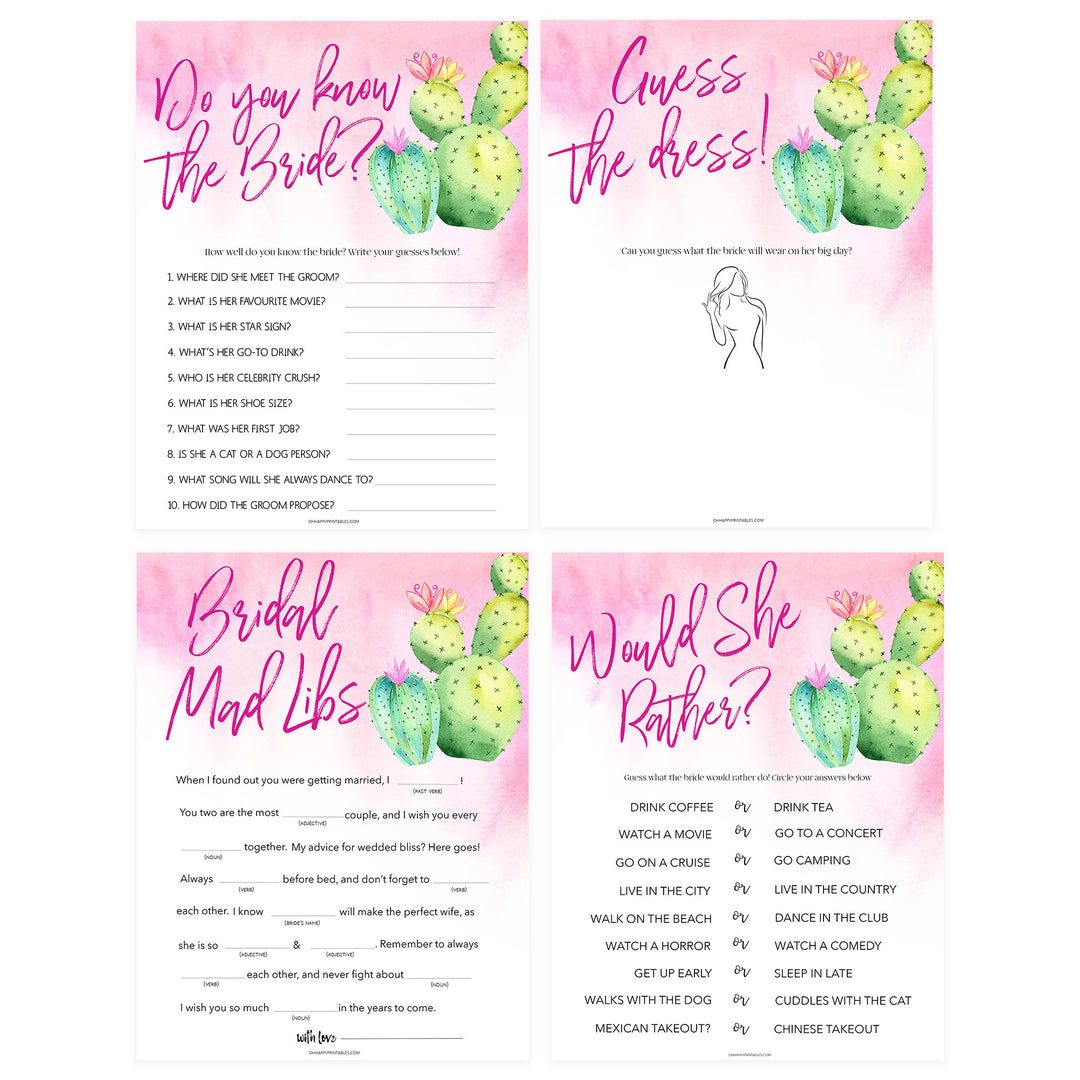 8 Bridal Shower Games Bundle - Fiesta