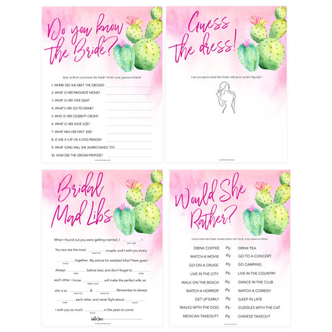 8 Bridal Shower Games Bundle - Fiesta