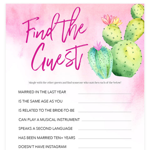 Find The Guest Bridal Game - Fiesta