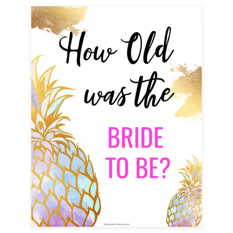 How Old was the Bride Game - Gold Pineapple