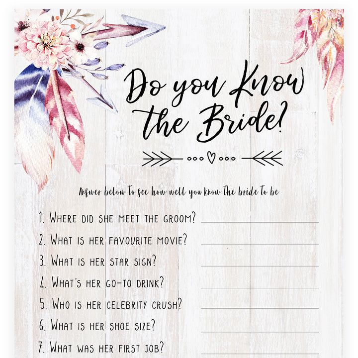 Do You Know the Bride Game - Boho