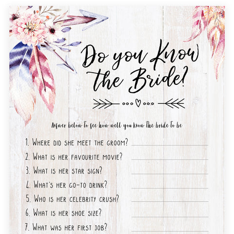 Do You Know the Bride Game - Boho
