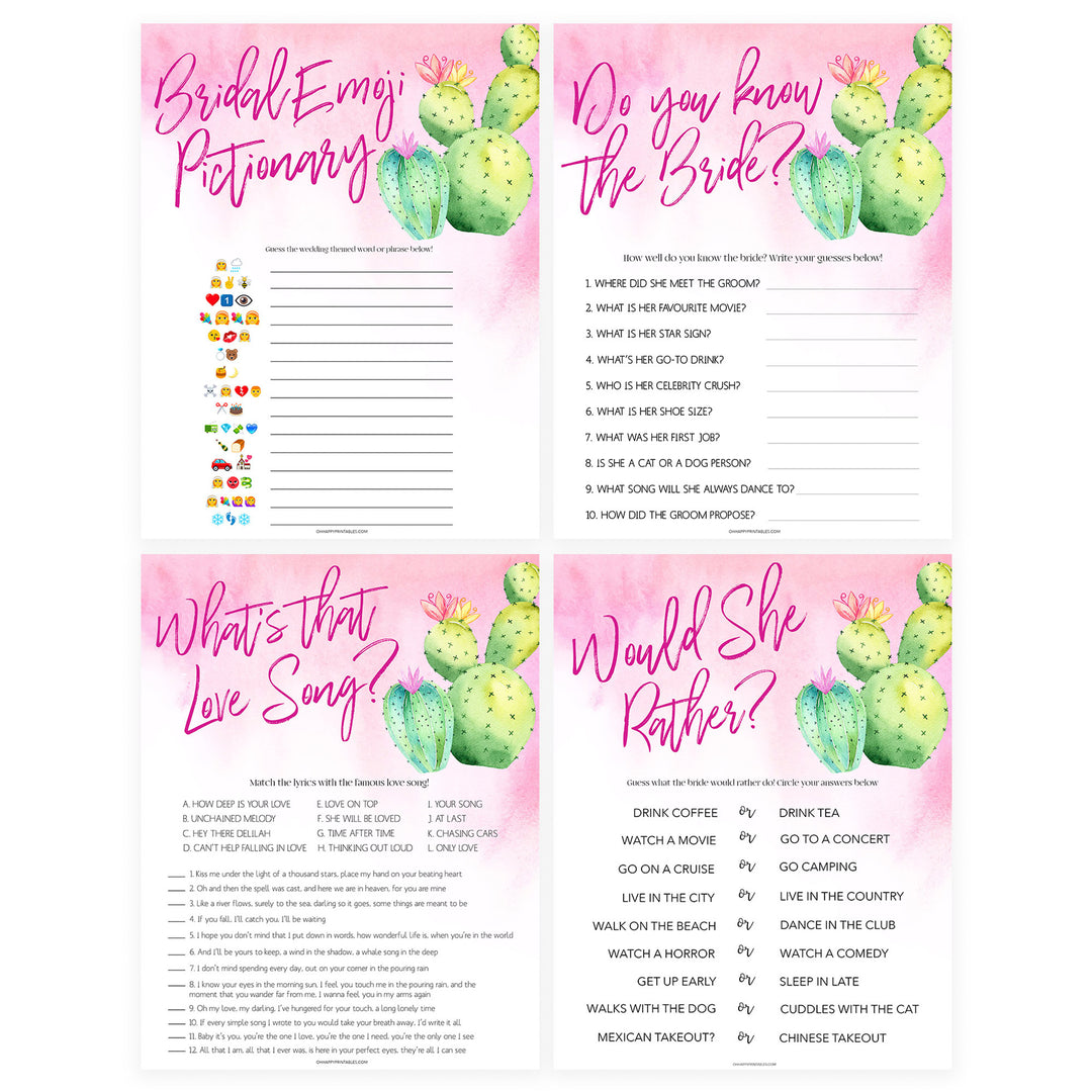 4 Bridal Shower Games Bundle - Fiesta