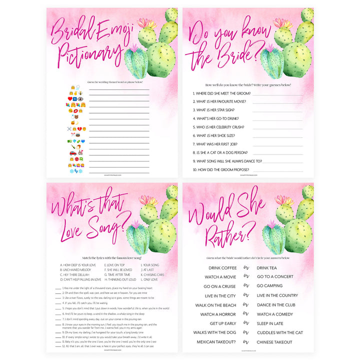 4 Bridal Shower Games Bundle - Fiesta