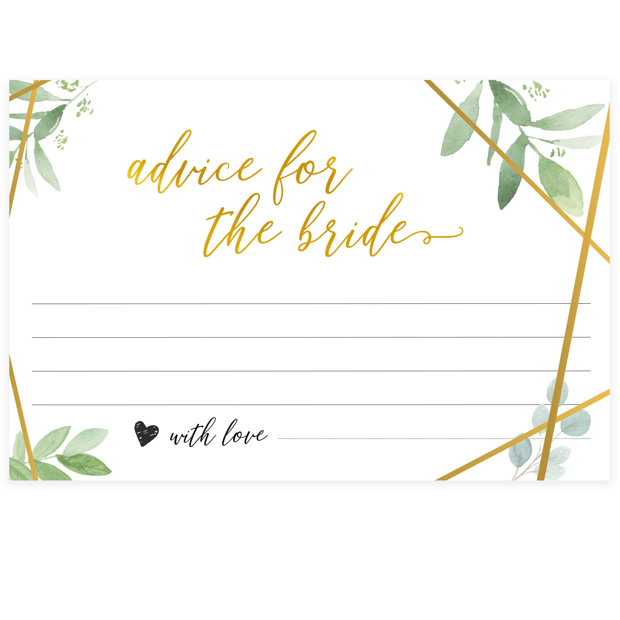 Advice for the Bride Cards - Gold Greenery
