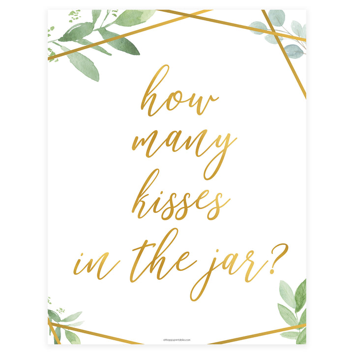 How Many Kisses in the Jar - Gold Greenery