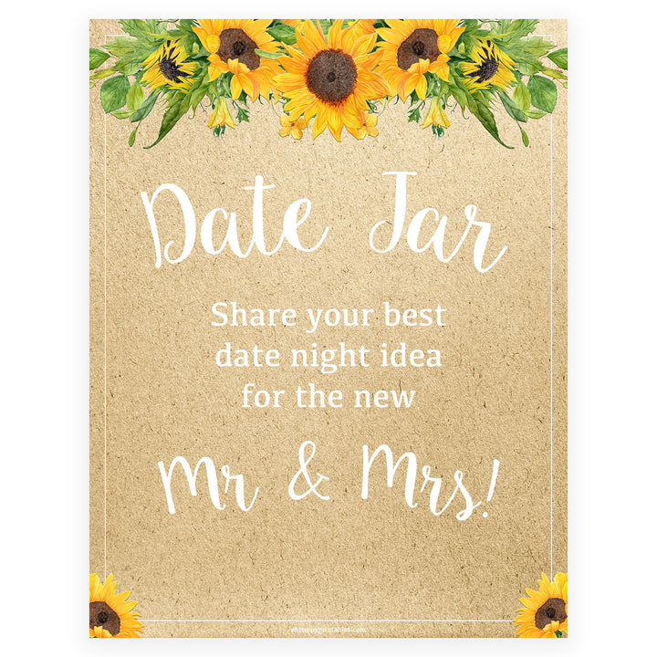 Date Night Jar Bridal Game - Sunflowers