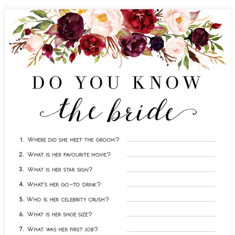 Do You Know the Bride Game - White Marsala