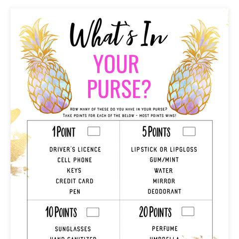 What's In Your Purse - Gold Pineapple