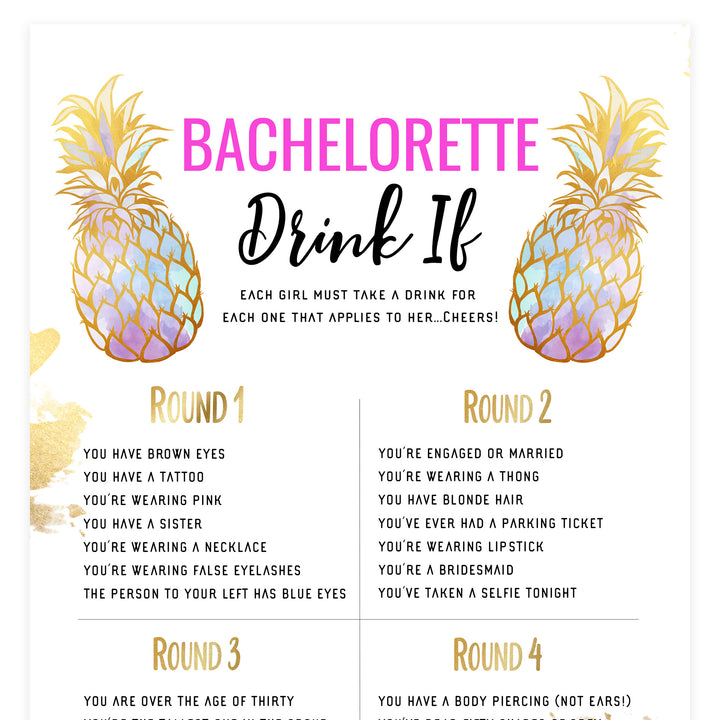 Bachelorette Drink If Game - Gold Pineapple