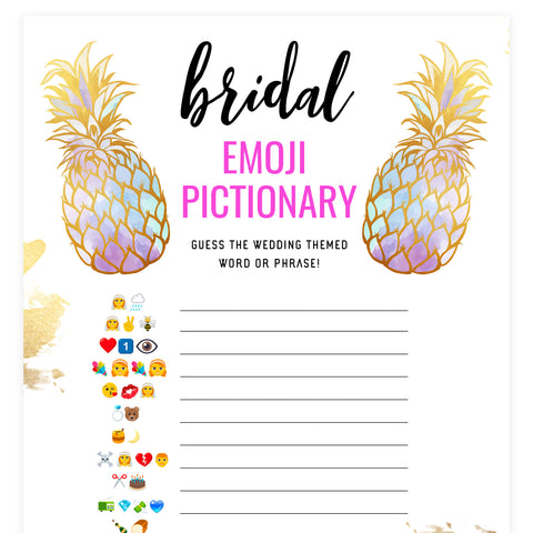 Bridal Emoji Pictionary - Gold Pineapple