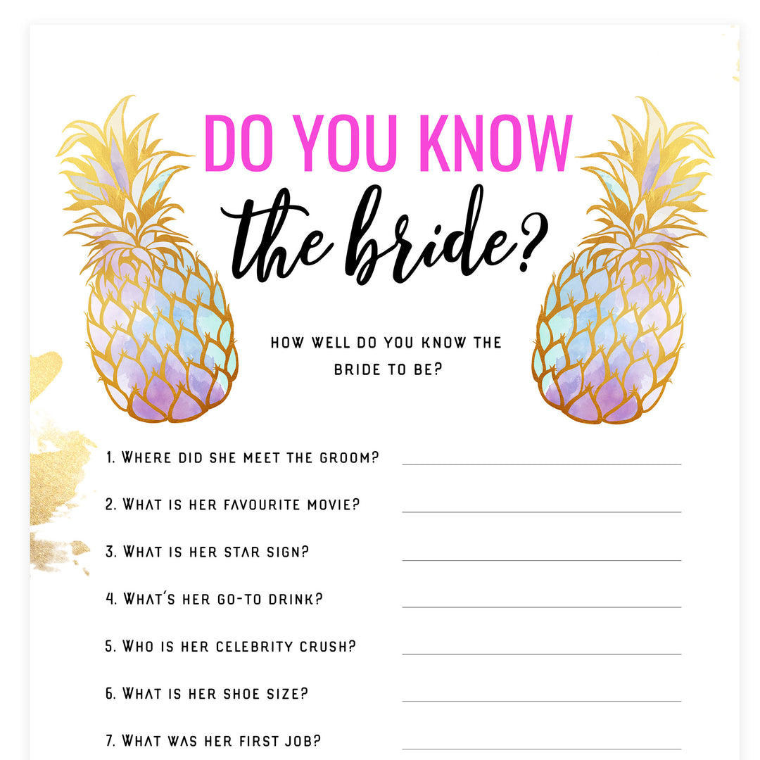 Do You Know the Bride Game - Gold Pineapple