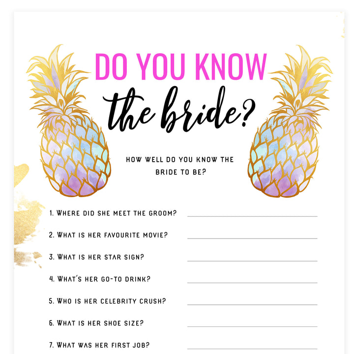 Do You Know the Bride Game - Gold Pineapple