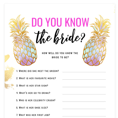 Do You Know the Bride Game - Gold Pineapple