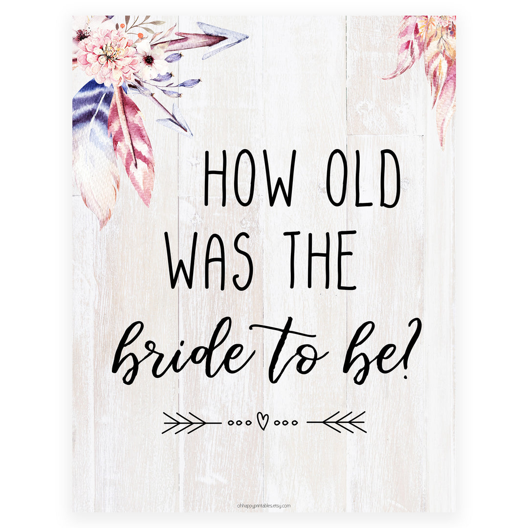 How Old was the Bride Game - Boho