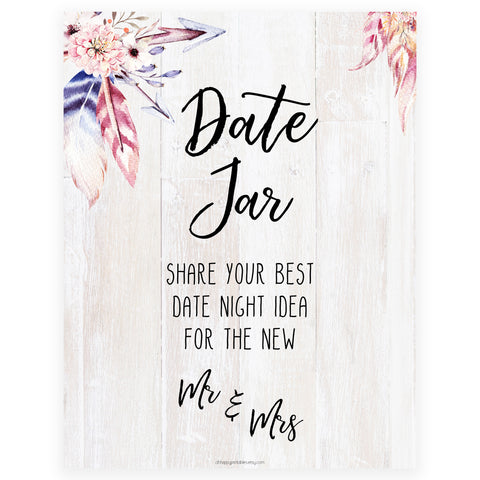 Date Night Jar Bridal Game - Boho