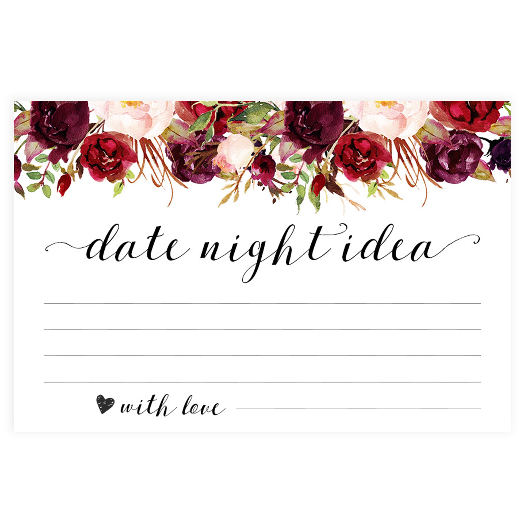 Date Night Jar Bridal Game - White Marsala