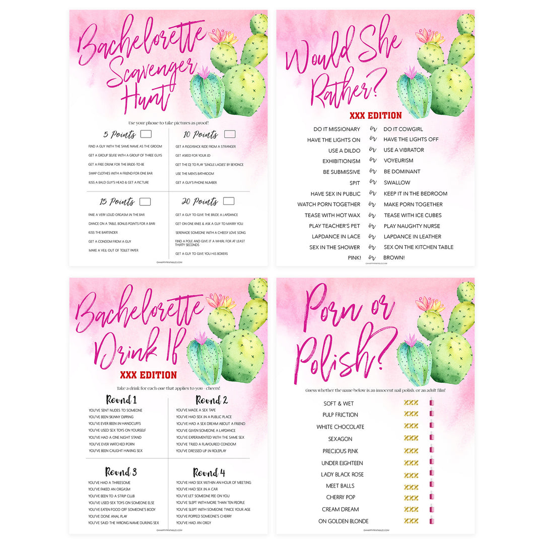 8 Bachelorette Party Games Bundle - Fiesta