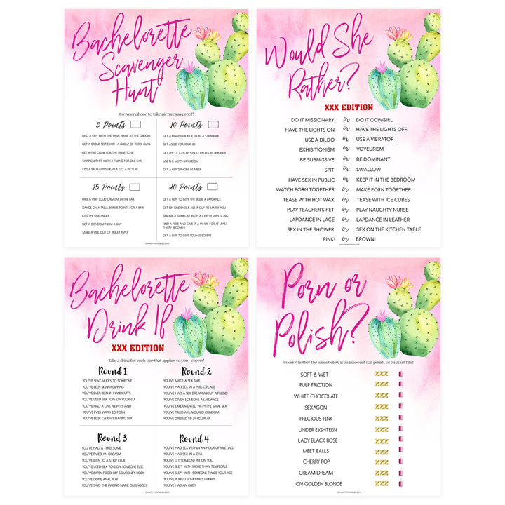 8 Bachelorette Party Games Bundle - Fiesta
