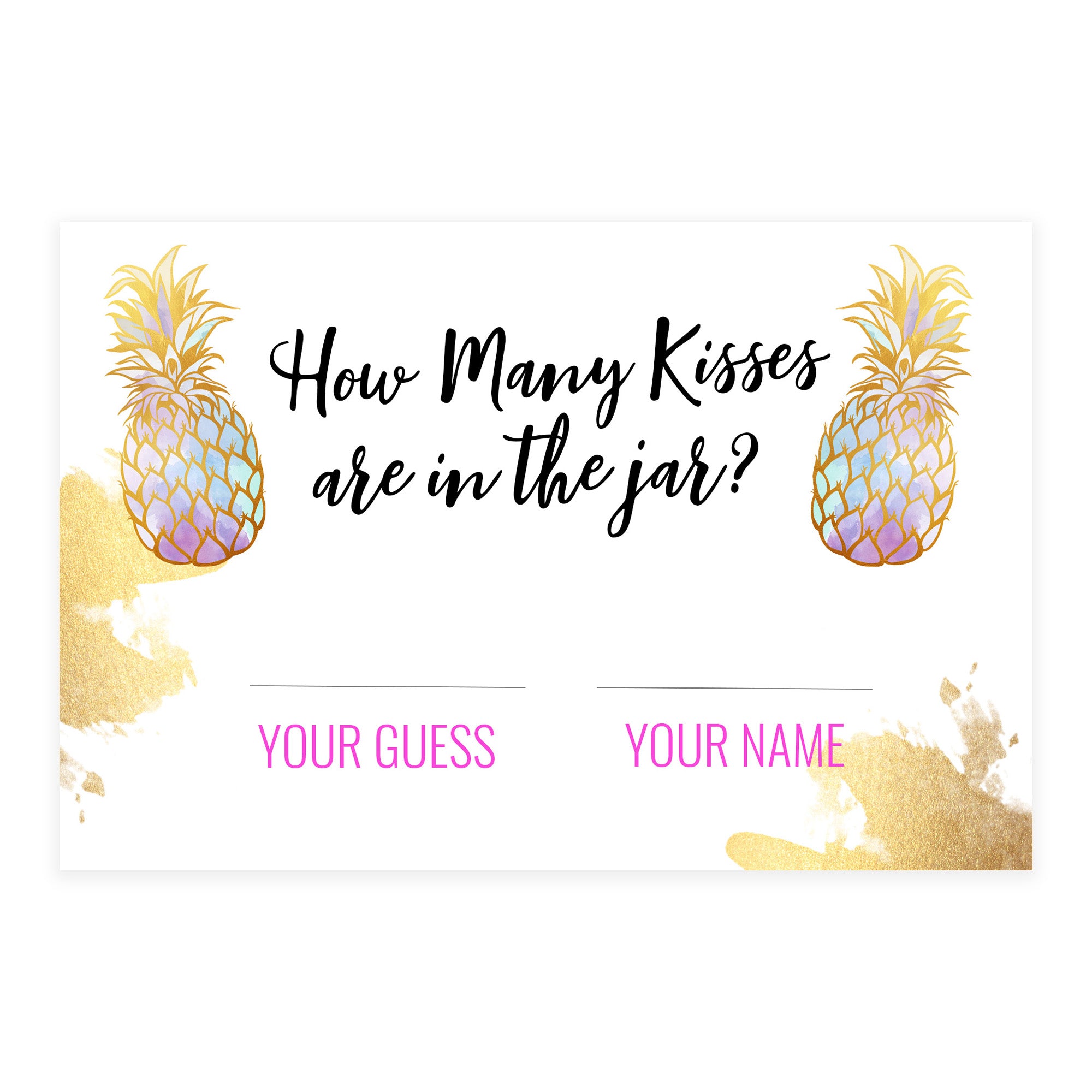 How Many Kisses in the Jar - Gold Pineapple